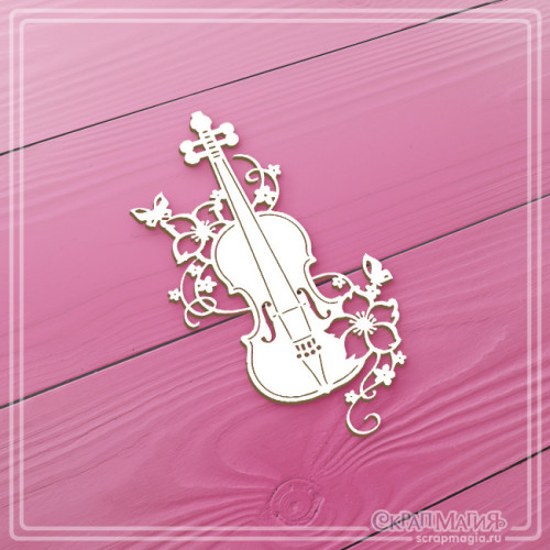 Wholesale Chipboard "A violin with flowers" 48x88 mm Chb-2928