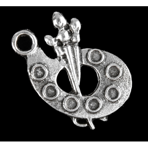 Металл подвеска  "Палитра с кистями"цв серебро 1,7х1,2см 3531360