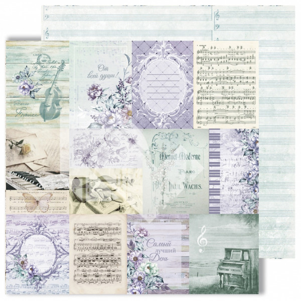 Лист двусторонней бумаги "Cards" из коллекции "Flowers Symphony", 30,5х30,5 см, пл. 250 г/м DL5000-04