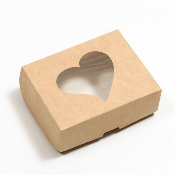 Коробка складная "Сердца", крафт, 10 х 8 х 3,5 см 7751914