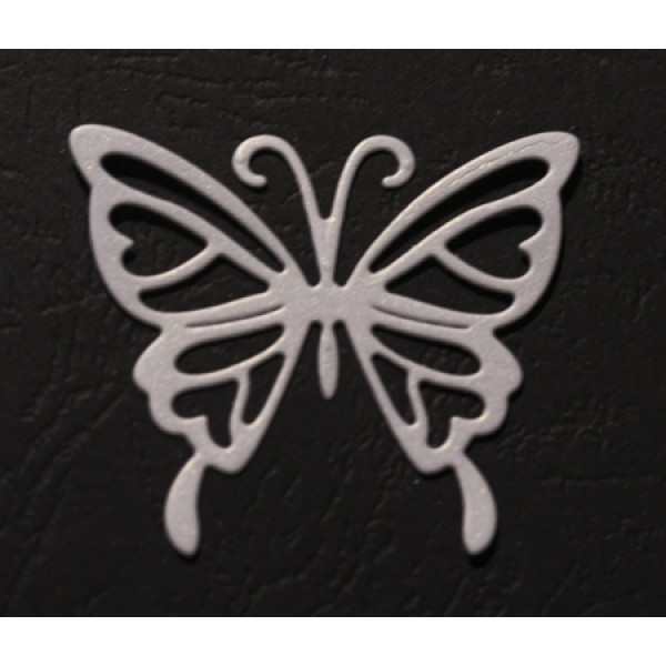 Вырубка бабочка- 1  4,3х5 см белый перл диз картон 4902