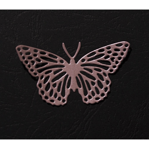 Вырубка бабочка 7,5 см перламутр розовый дизх картон 25156