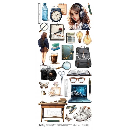 Лист для вырезания FANTASY "Школьные истории" размер 12*27 см, 230 гр FDP160009