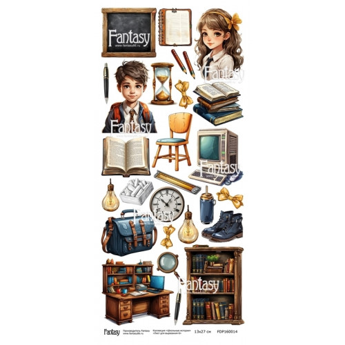 Лист для вырезания FANTASY "Школьные истории-6" размер 12*27 см, 230 гр Артикул: FDP160014