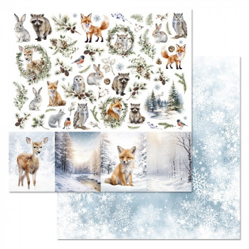 Бумага "Снежные сказки. Картинки. Лиса и олененок" (ScrapMania) 247857 
