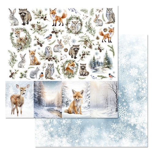Бумага "Снежные сказки. Картинки. Лиса и олененок" (ScrapMania) 247857 