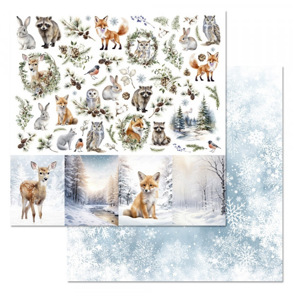Бумага "Снежные сказки. Картинки. Лиса и олененок" (ScrapMania) 247857 
