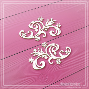  Набор чипборда "Морозные завитки со снежинками" 2 эл. ЧБ-4028