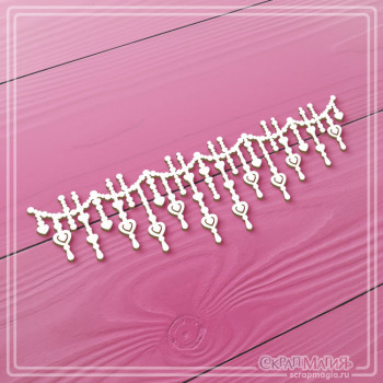 Чипборд  "Торжество. Ажурная гирлянда с сердечками" 107х33 мм ЧБ-4111