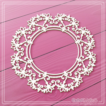 Чипборд "Торжество. Большая ажурная круглая рамка" 98х98 мм ЧБ-4123