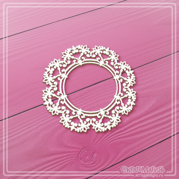 Чипборд "Торжество. Ажурная круглая рамка" 67х67 мм ЧБ-4124