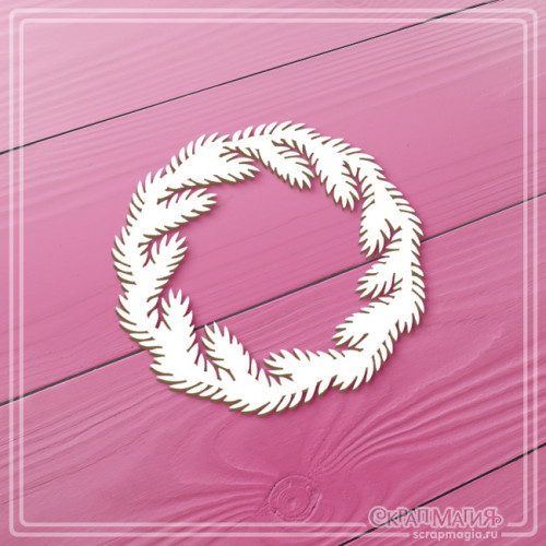  ОПТ Чипборд "Большой венок из еловых веточек" 67х67 мм ЧБ-4411