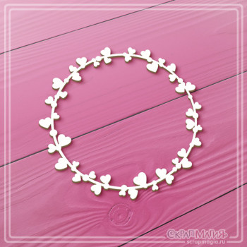 ОПТ Набор чипборда "Круглая рама с сердечками" 70х70 мм ЧБ-4461 ОПТ Набор чипборда "Круглая рама с сердечками" 70х70 мм ЧБ-4461