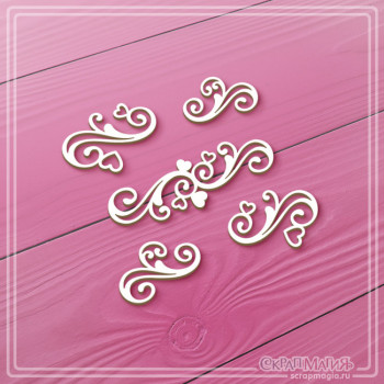 ОПТ Набор чипборда "Завитки с сердечками" 5 эл. ЧБ-4467 ОПТ Набор чипборда "Завитки с сердечками" 5 эл. ЧБ-4467