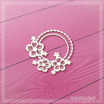   ОПТ Чипборд "Круглая рамка с цветами" 50х50 мм ЧБ-4470
