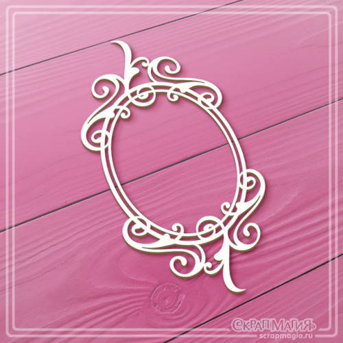   ОПТ Чипборд "Овальная рамка с завитками" 50х97 мм ЧБ-4487