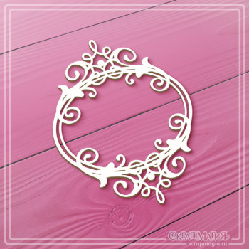   ОПТ Чипборд "Овальная рамка с завитками" 65х85 мм ЧБ-4489