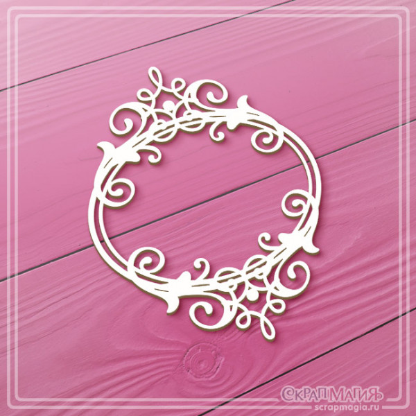   ОПТ Чипборд "Овальная рамка с завитками" 65х85 мм ЧБ-4489