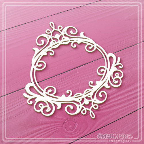   ОПТ Чипборд "Овальная рамка с завитками" 85х91 мм ЧБ-4491
