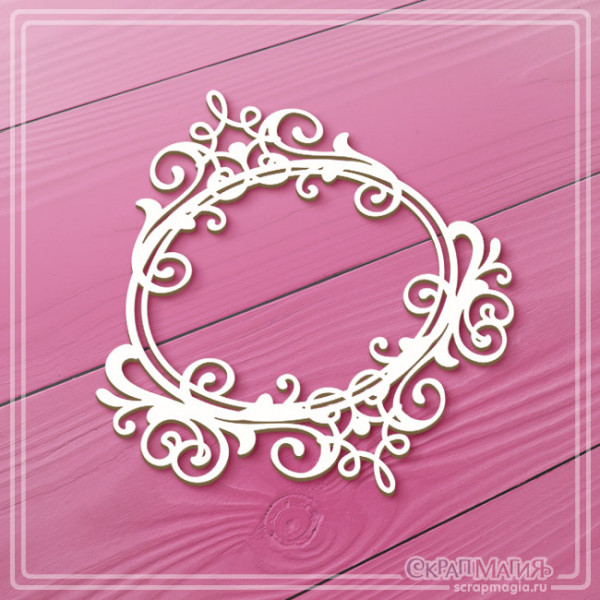   ОПТ Чипборд "Овальная рамка с завитками" 85х91 мм ЧБ-4491