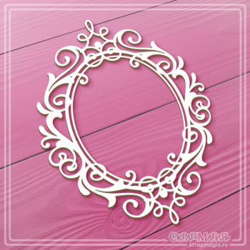   ОПТ Чипборд "Большая овальная рамка с завитками" 83х111 мм ЧБ-4493