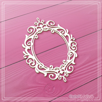   ОПТ Чипборд "Овальная рамка с завитками" 57х76 мм ЧБ-4494