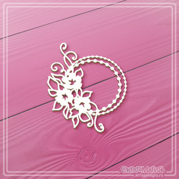   ОПТ Чипборд "Круглая рамка из бусинок с цветами" 57х72 мм ЧБ-4497