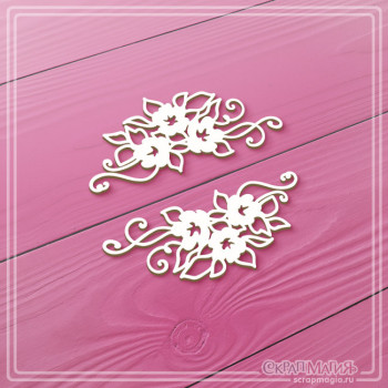   ОПТ Набор чипборда "Цветы с завитками" 2 эл. ЧБ-4498