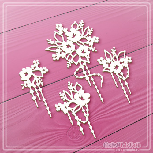 ОПТ Набор чипборда "Цветы с подвесками" 4 эл. ЧБ-4500 ОПТ Набор чипборда "Цветы с подвесками" 4 эл. ЧБ-4500