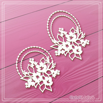   ОПТ Набор чипборда "Изящные рамки с бусинками и букетами цветов" 2 эл. ЧБ-4506