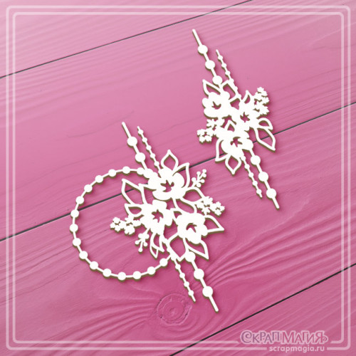   ОПТ Набор чипборда "Декоративные элементы с подвесками и букетами цветов" 2 эл. ЧБ-4508