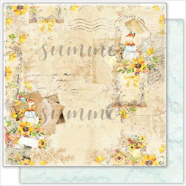 Лист двусторонней бумаги "Autumn letters" 190гр, SS5072020-2, 30.5*30.5см