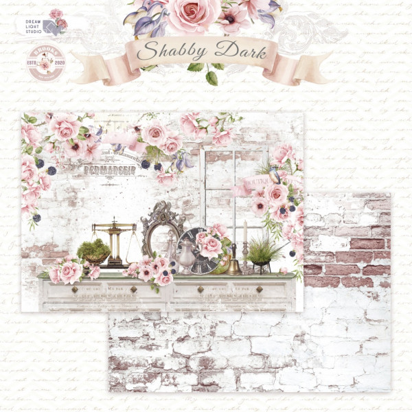 Лист двусторонней бумаги DB0014-06 из коллекции "Shabby Dark", A4, пл. 190 г/м