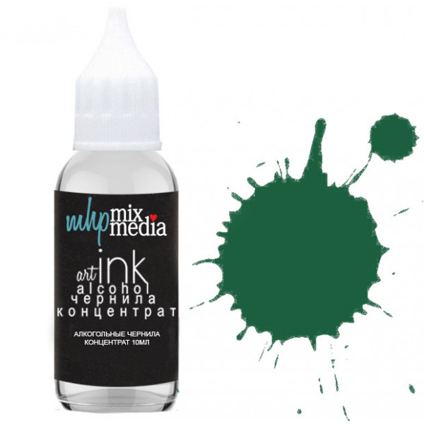 ЧЕРНИЛА АЛКОГОЛЬНЫЕ КОНЦЕНТРАТ ALCOHOL INKS CONCENTRATE 10МЛ ЗЕЛЕНЫЙ Артикул: MHP-IAC01