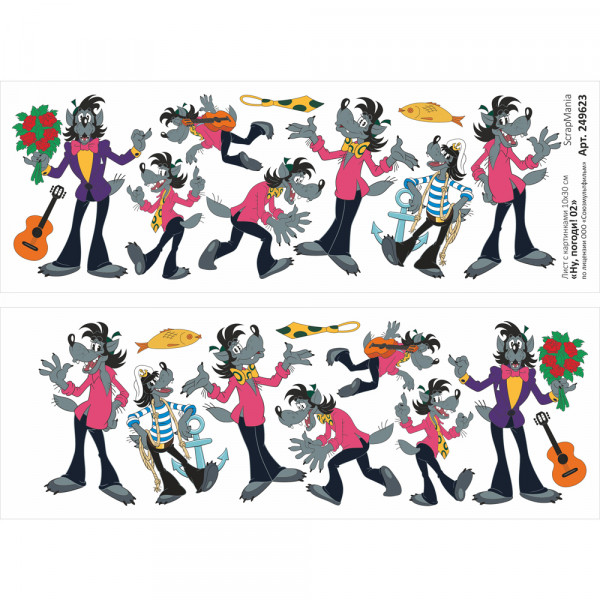 Лист с картинками 10х30 см "Ну, погоди! 02" (ScrapMania) Артикул249623