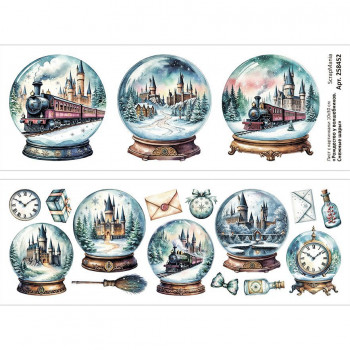 Лист с картинками 10х30 см "Рождество у волшебников. Снежные шары" (ScrapMania) Артикул258452 Лист с картинками 10х30 см "Рождество у волшебников. Снежные шары" (ScrapMania) Артикул258452