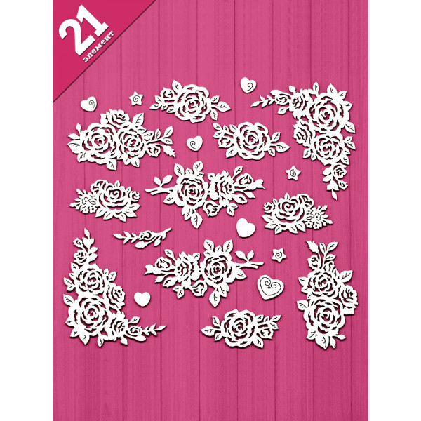 Чипборд "МурТильда. Розочки" 21 элемент (ScrapMania) арт. 234244